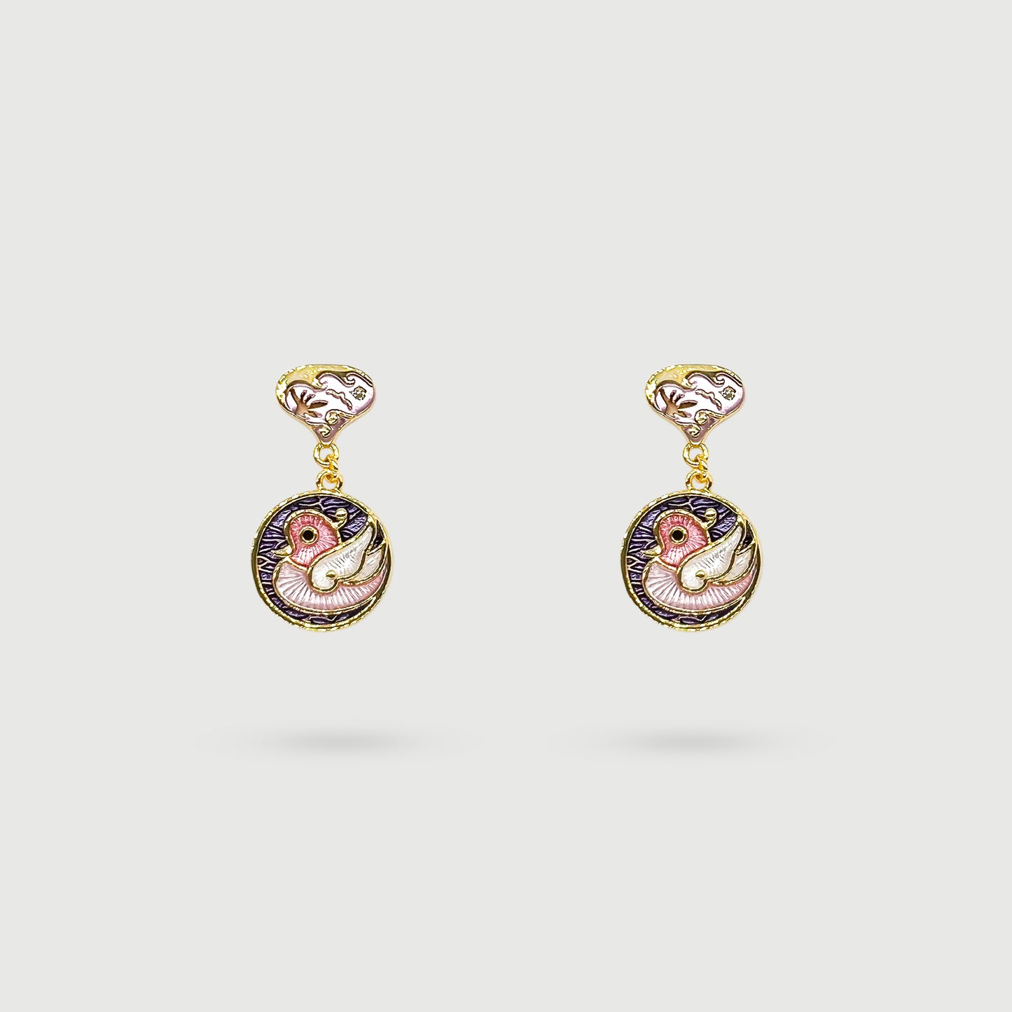 Pink Mandarin Duck Earrings