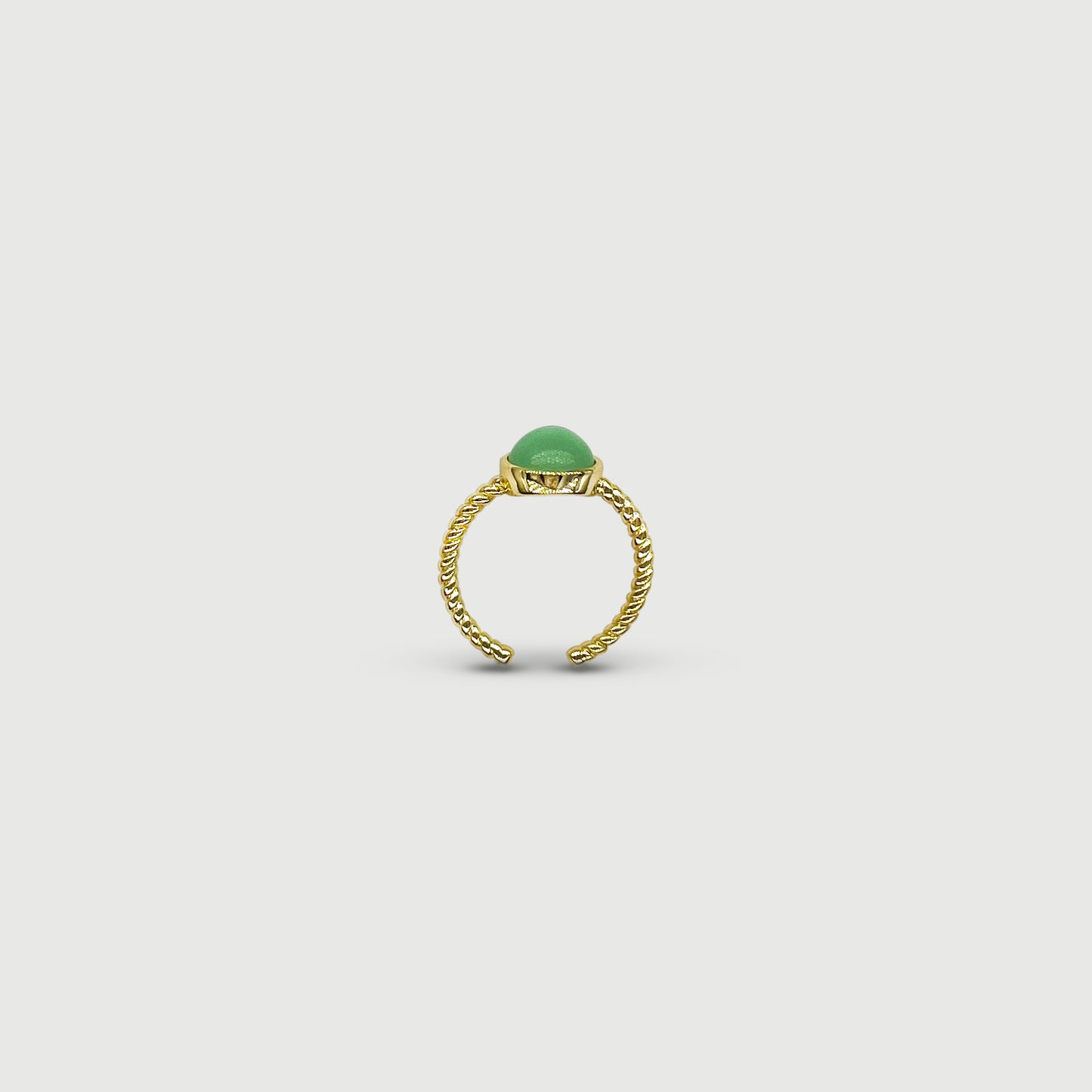 Bague ajustable avec pierre verte