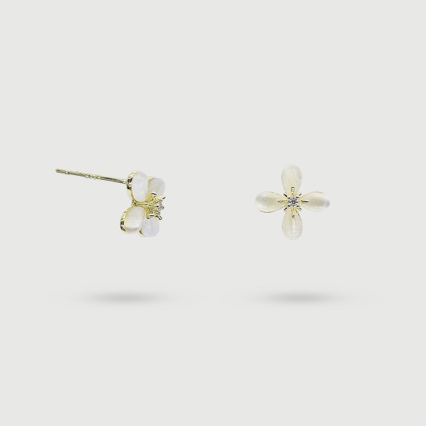 Boucles d'oreilles fleur avec pierres en verre, pierre acrylique, collection Jardin, bijoux femme élégant, idée cadeau raffinée