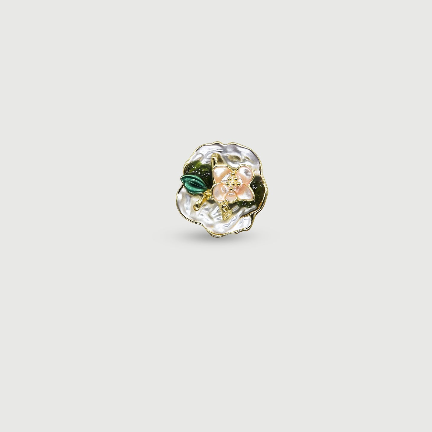 Bague ajustable fleur de cerisier sur la rivière émaillée à la main, bijoux femme élégants collection Jardin, idée cadeau raffinée
