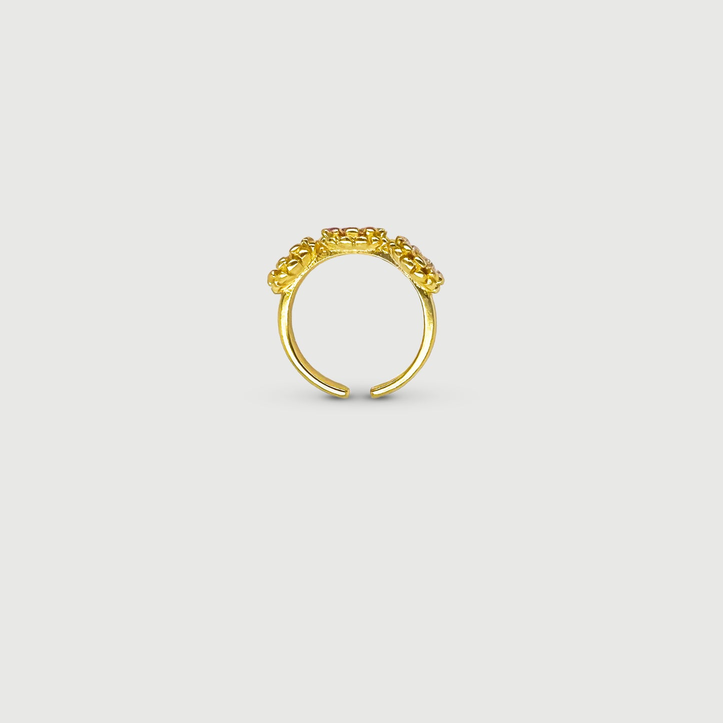 Bague ajustable trois fleurs rose et rose clair