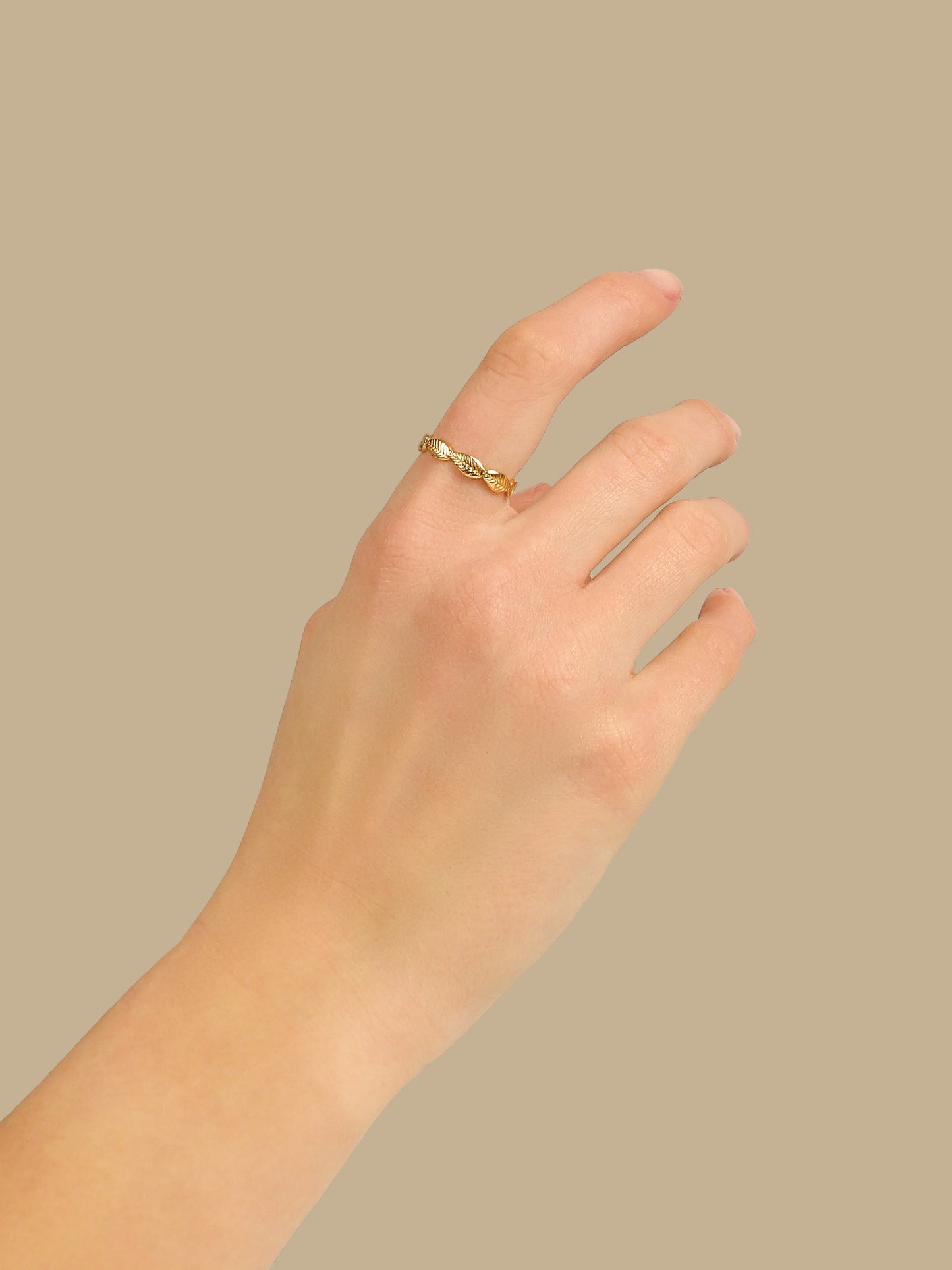 Bague ajustable couronne de laurier dorée