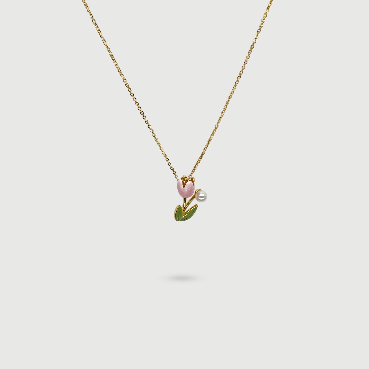 Pink tulip flower necklace