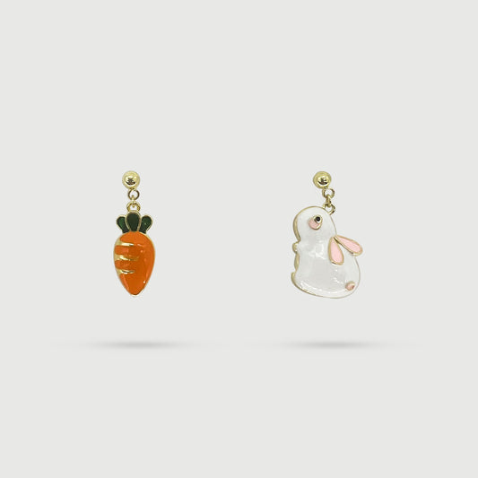 Boucles d'oreilles lapin blanc et carotte