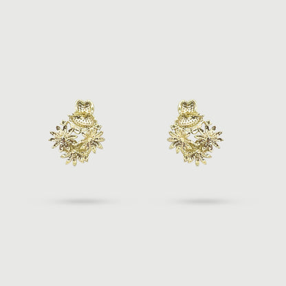 Boucles d'oreilles lapin blanc avec petite marguerite