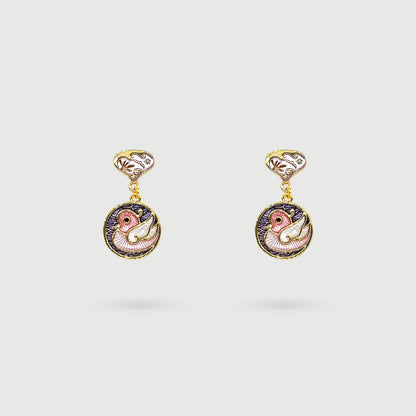 Pink Mandarin Duck Earrings
