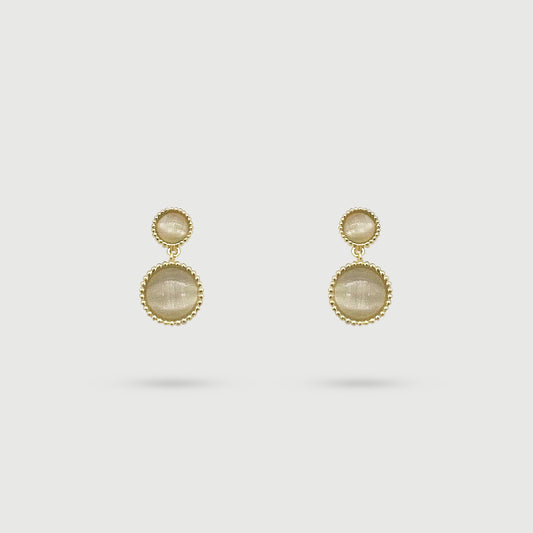 Boucles d'oreilles vintage dorées avec des pierres beiges
