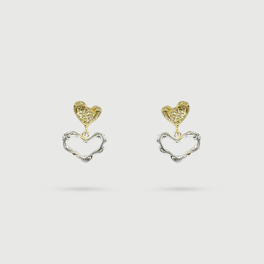 Boucles d'oreilles cœurs dorés et argentés