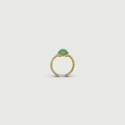Bague ajustable avec pierre verte