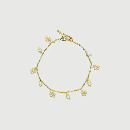 Bracelet fleurs de perles et perles rondes