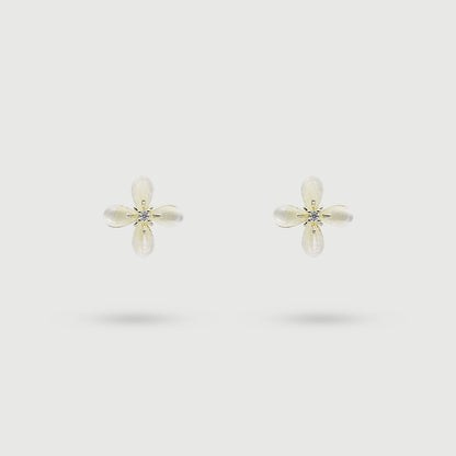 Boucles d'oreilles fleur avec pierres en verre