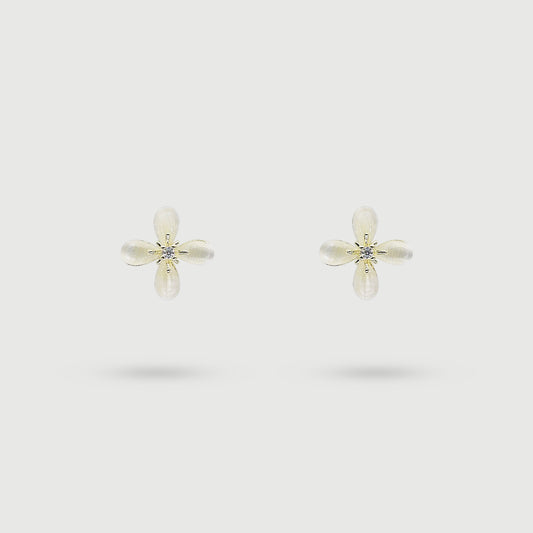 Boucles d'oreilles fleur avec pierres en verre