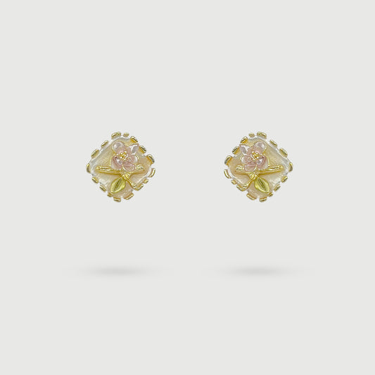 Boucles d'oreilles fleur rose