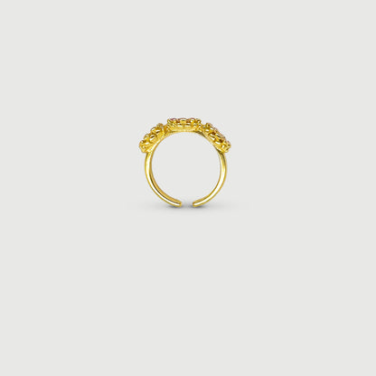 Bague ajustable trois fleurs rose et rose clair