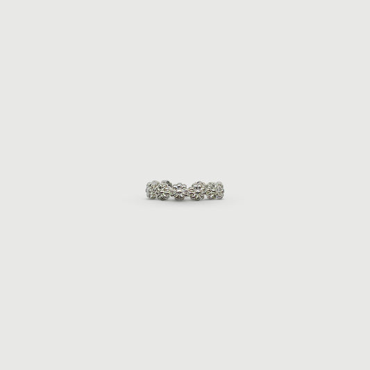 Bague ajustable avec fleurs marguerites en argent